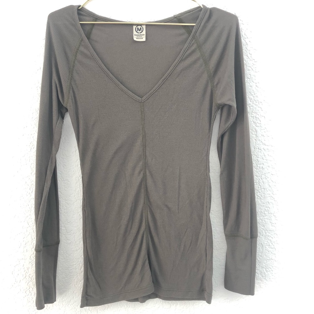 Metropark olive green soft ribbed top
